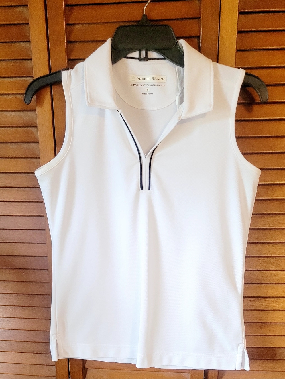 Pebble Beach Ladies  White Sleeveless Polo Tank with Black-Trim  Size XL